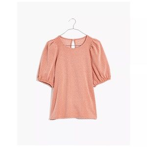 Madewell Floral Jacquard Puff Sleeve Tee Shirt